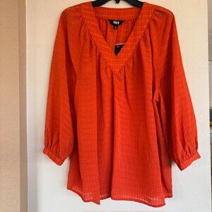 Slim Factor Investments Womens VNeck Dolman 3/4 Sleeve Orange Rust Blouse NWT